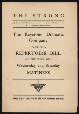 Program for Keystone Dramatic Company at the Strong Theatre 
