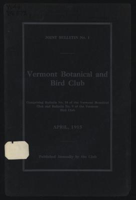 Vermont Botanical and Bird Club Joint Bulletin No. 1
