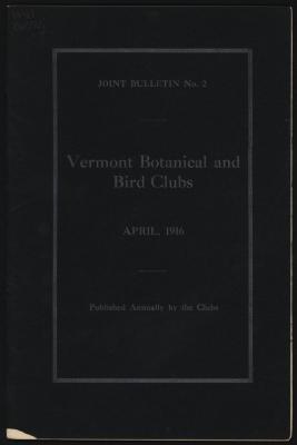 Vermont Botanical and Bird Club Joint Bulletin No. 2