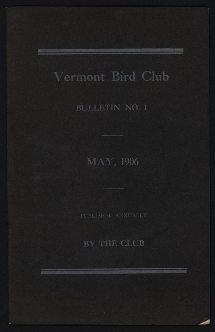 Vermont Bird Club Bulletin No. 1