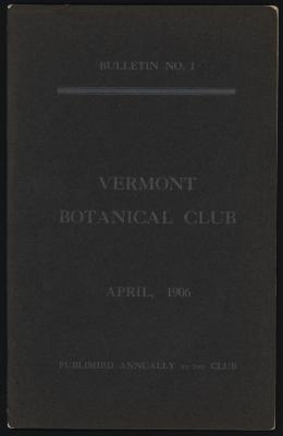 Vermont Botanical Club Bulletin No. 1