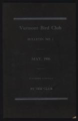 Vermont Bird Club Bulletin No. 1