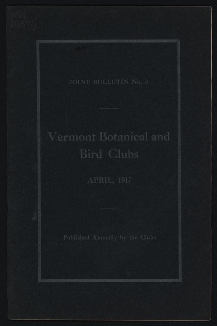 Vermont Botanical and Bird Club Joint Bulletin No. 3