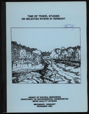 Time of Travel Studies on Selected Rivers in Vermont