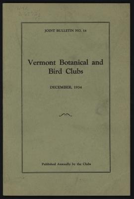 Vermont Botanical and Bird Club Joint Bulletin No. 16
