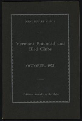 Vermont Botanical and Bird Club Joint Bulletin No. 8