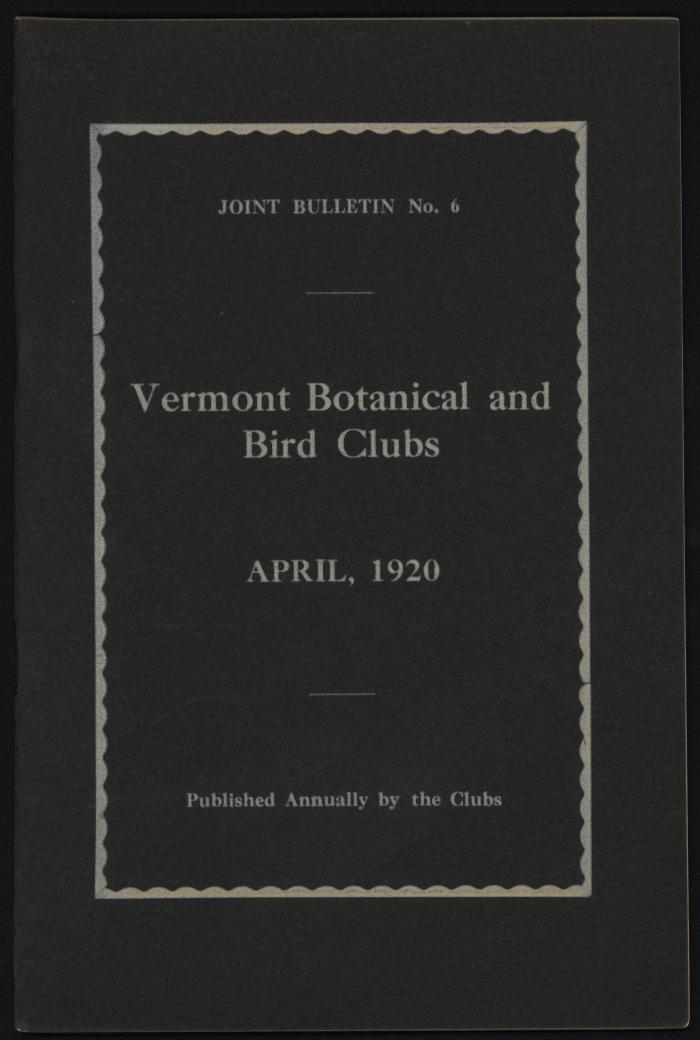 Vermont Botanical and Bird Club Joint Bulletin No. 6