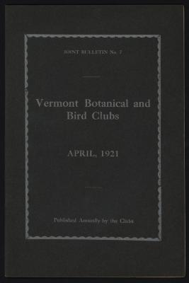 Vermont Botanical and Bird Club Joint Bulletin No. 7