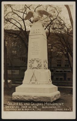 Soldiers and Sailors Monument. Unveiled May 30, 1907. Burlington, Vt.