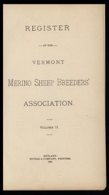 Register of the Vermont Merino Sheep Breeders' Association Vol.II