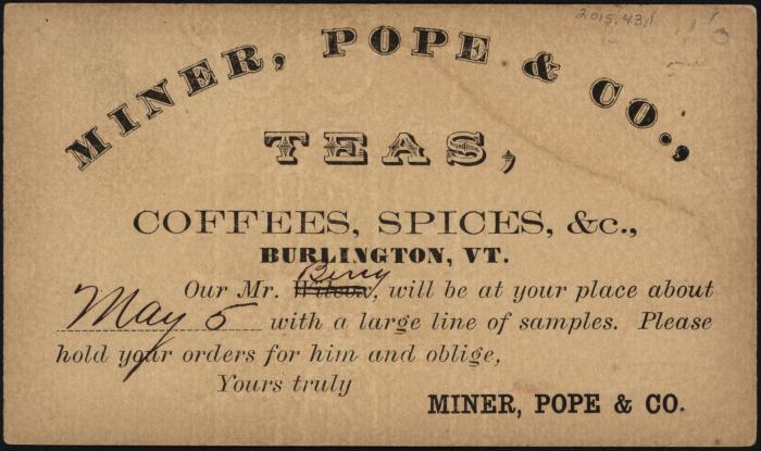 Miner, Pope &amp; Co. Postal Card
