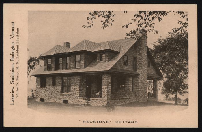 Lakeview Sanitarium, Burlington, Vermont, 'Redstone' Cottage