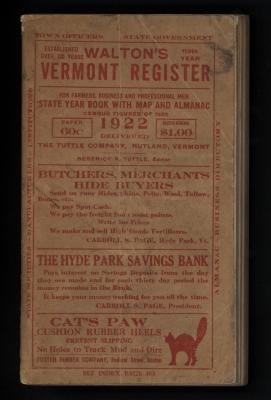 Walton's Vermont Register, Business Directory, Almanac and State Year Book for 1922